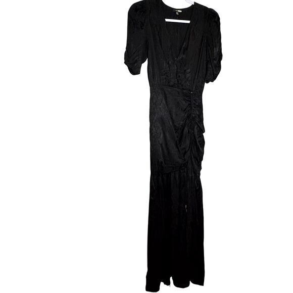 AFRM Nile Black Snake Jacquard Ruched Maxi Dress Women Size XS - Picture 2 of 11